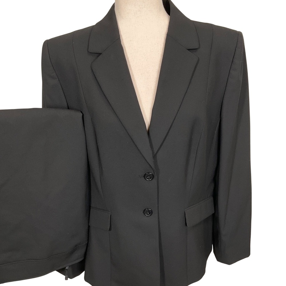 Tahari ASL Classics Suit Womens 14 Black Formal Career Funeral Minimalist